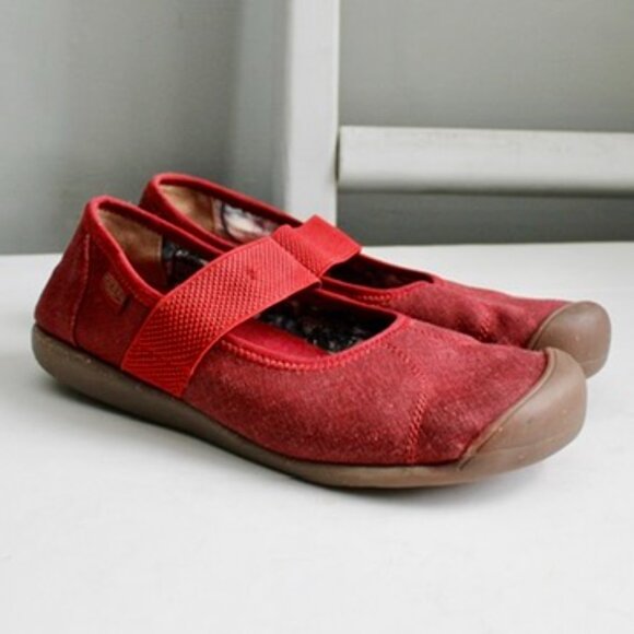 KEEN Women's Red Dahlia Sienna MJ Canvas Shoe Ballet Flats Size 8.5 - Picture 1 of 6